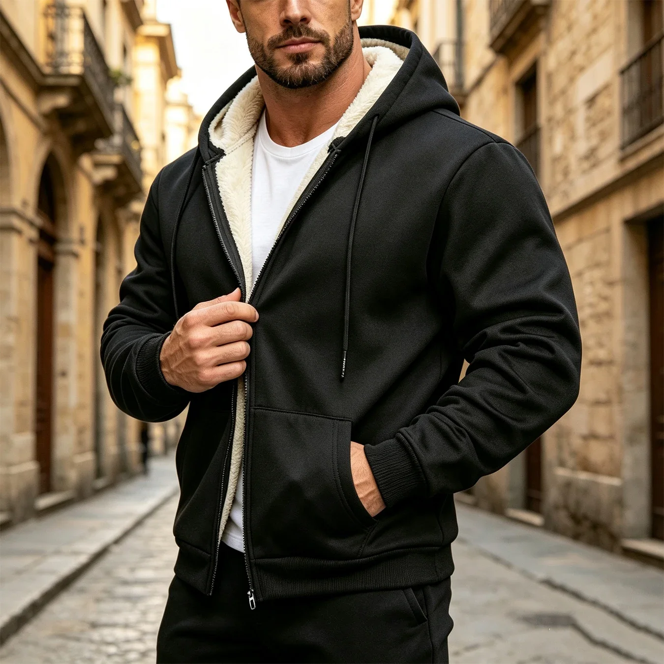 Sherpa Hoodie Fleece - Casaco com capuz de lã Sherpa