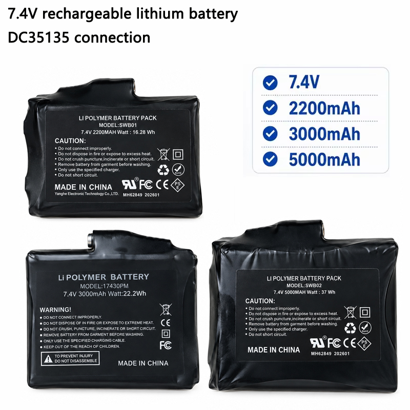 Heated Vest Battery - Bateria de lítio recarregável de 7,4