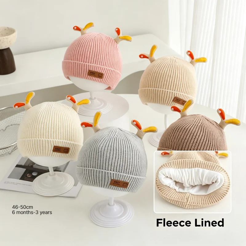 Knit Beanie Hat Warm - Chapéu infantil 46-50cm 6M-3Y, gorro de