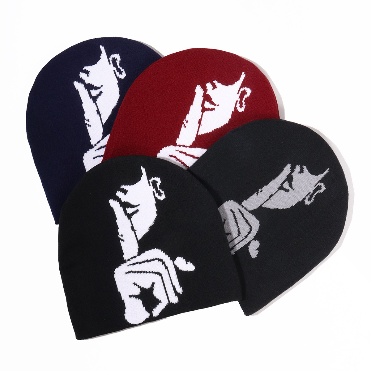 Knit Beanie Hat Warm - Gorro de malha estampado, para mulher,