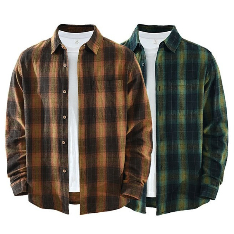 Flannel Shirt Lined - Camisa xadrez masculina 100% algodão de