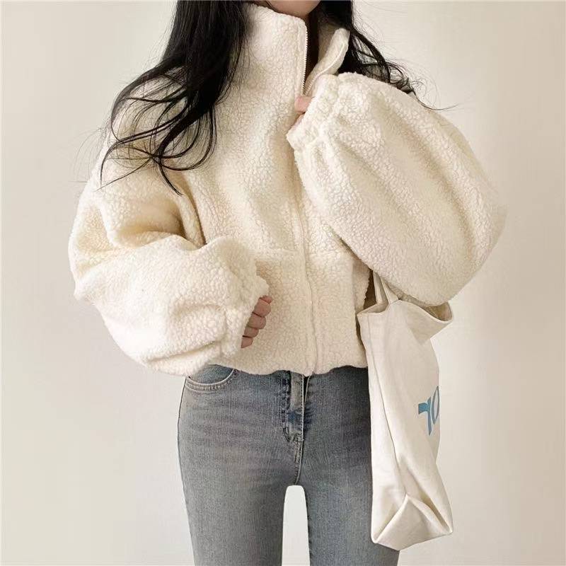 Sherpa Hoodie Fleece - Jaqueta Feminina com Capuz e Zíper,