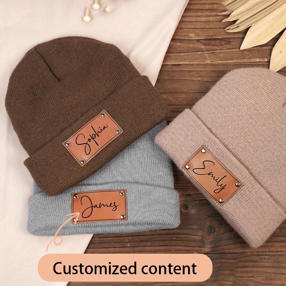 Knit Beanie Hat Warm - Gorro de malha com etiqueta de