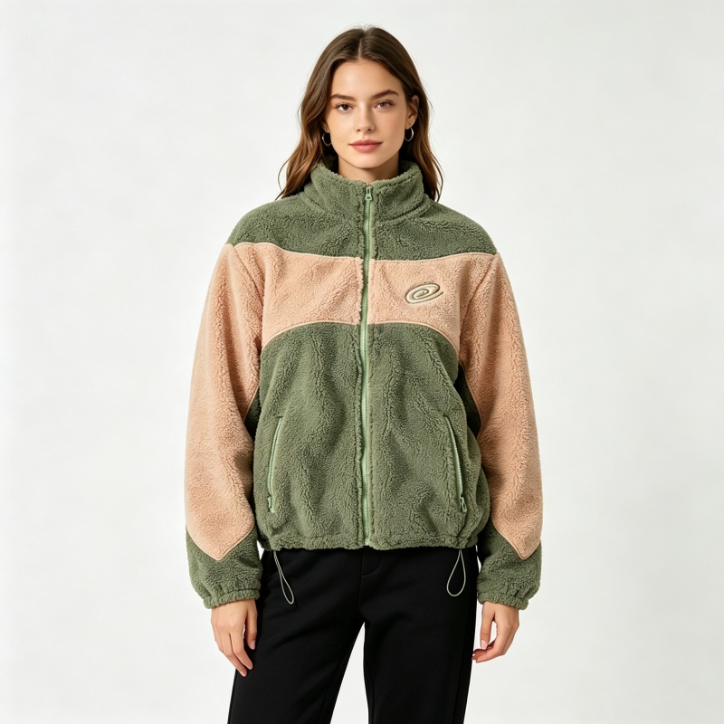 Jaqueta de bloco de lã de cor  - Sherpa Hoodie Fleece avaliação e preço